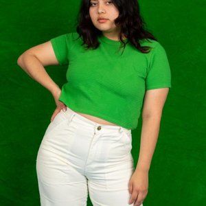 Big Bud Press Cropped Honeycomb Tee  Kelly Green  Size L Large